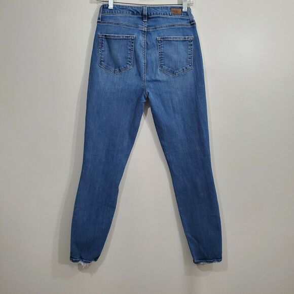 PAIGE HOXTON ANKLE Women’s Dark Wash Mid Rise Frayed Hem Denim Jeans 29 - Picture 7 of 14